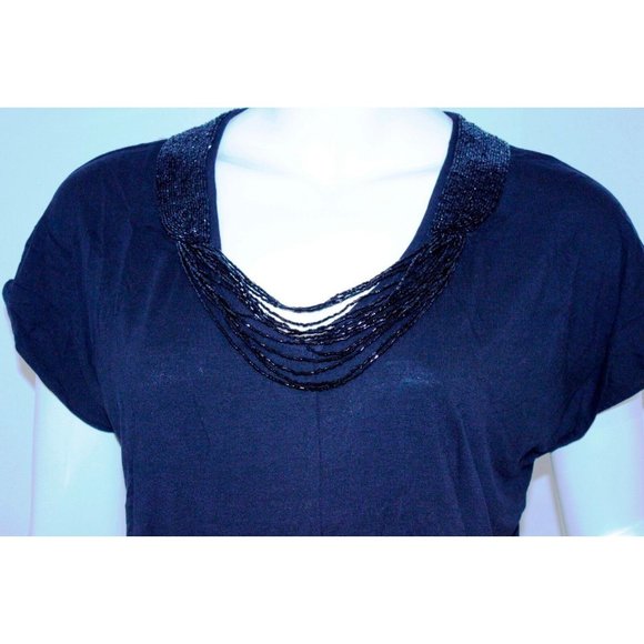 COLLECTIVE CONCEPTS Beaded Necklace TOP Shirt ( S ) - Picture 2 of 2